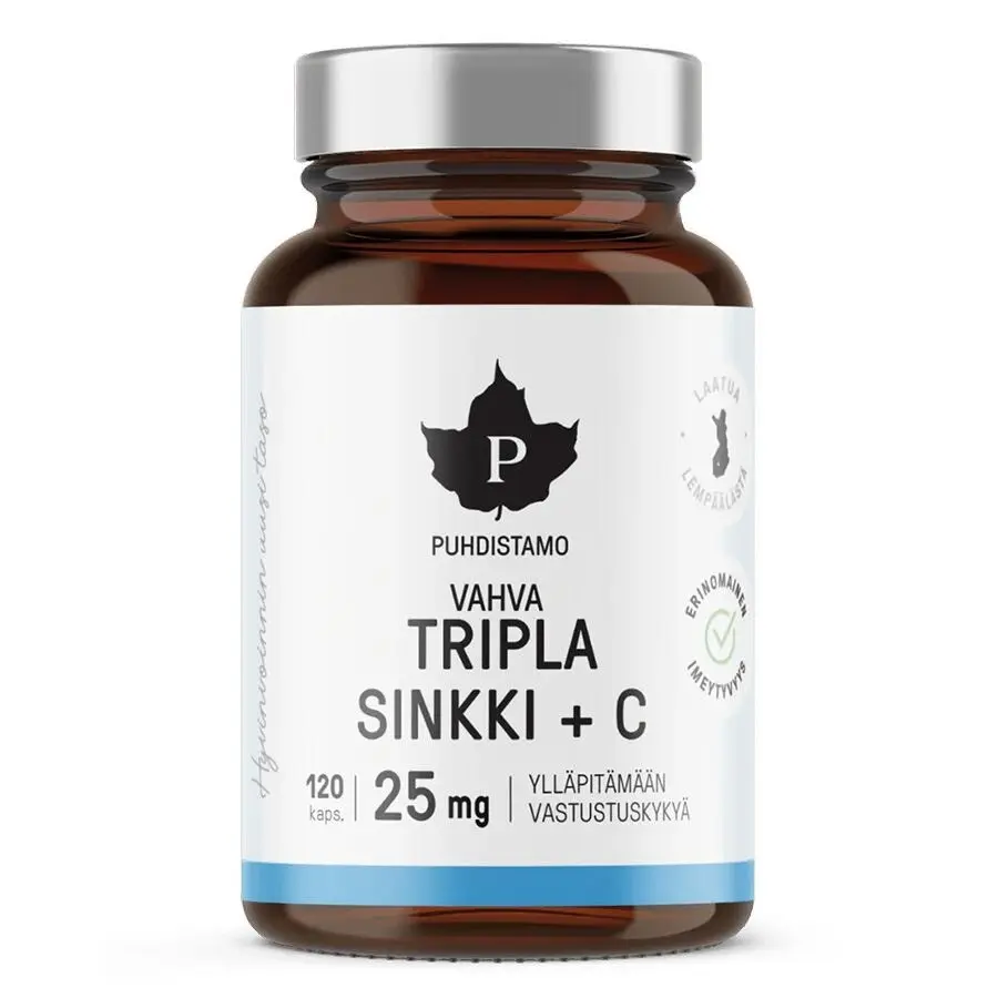 Puhdistamo Triple Zinc + Vitamin C (Zinek s vitamínem C) 120 kapslí