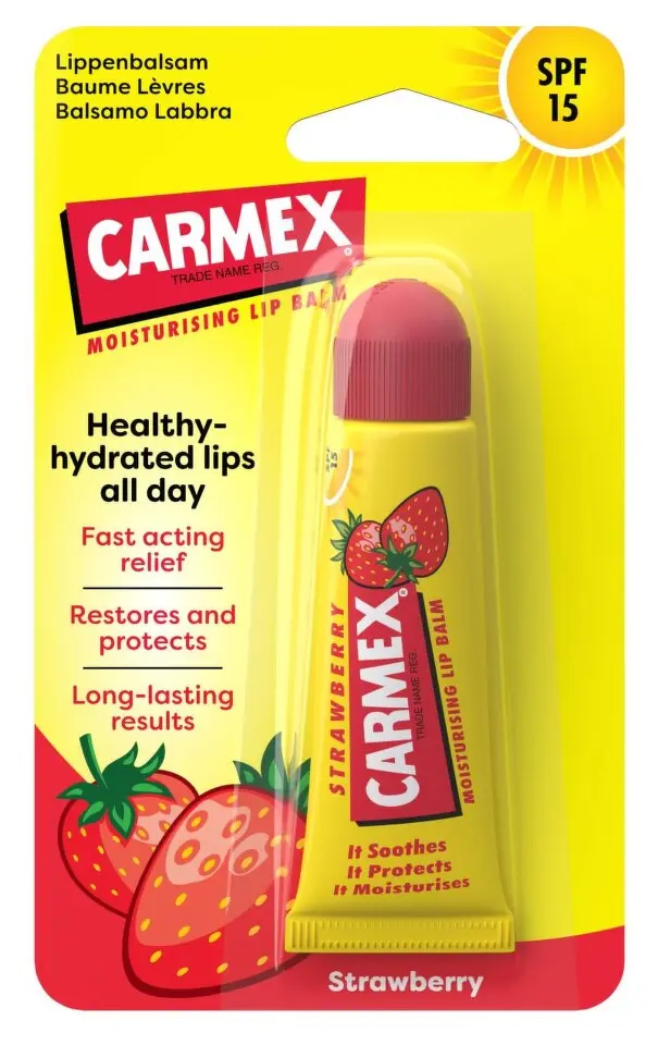 Carmex Carmex Original Tube Strawberry ochranný a zklidňující balzám na rty s SPF15 10 g