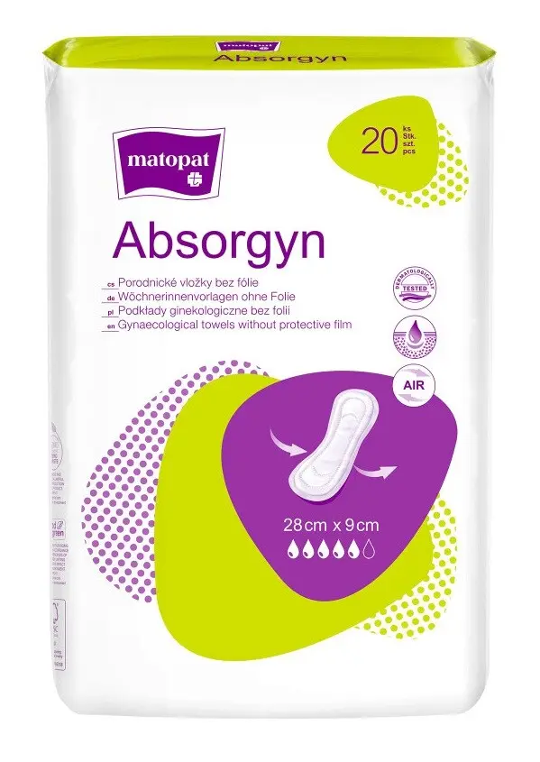 MATOPAT Absorgyn porodnické vložky bez fólie 28 x 9 cm 20 kusů