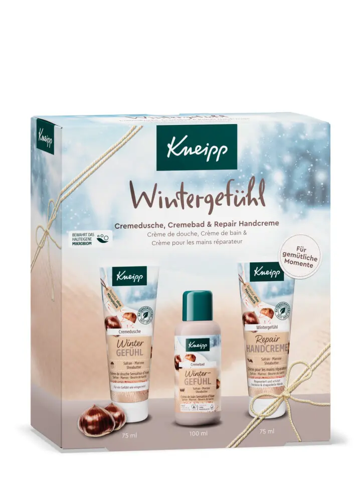 Kneipp Winter Feeling Capuacu Nut & Vanilla sada pěna do koupele Winter Feeling 100 ml + krém na ruce Winter Feeling 75 ml + sprchový gel Winter Feeling 75 ml pro ženy