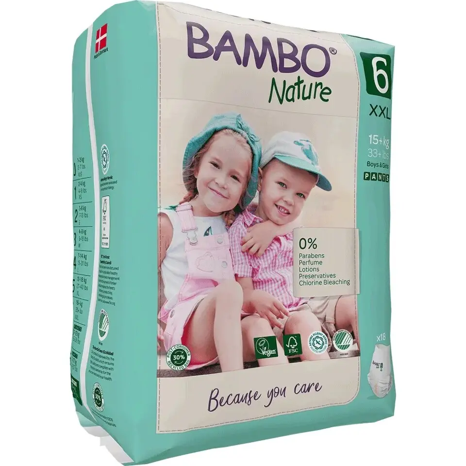 Bambo Nature Pants 6 XXL 15+ kg dětské natahovací plenkové kalhotky 18 ks