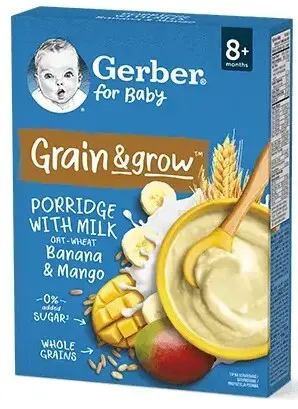 GERBER Mléčná kaše pšenično-ovesná mango banán 200 g 8m+