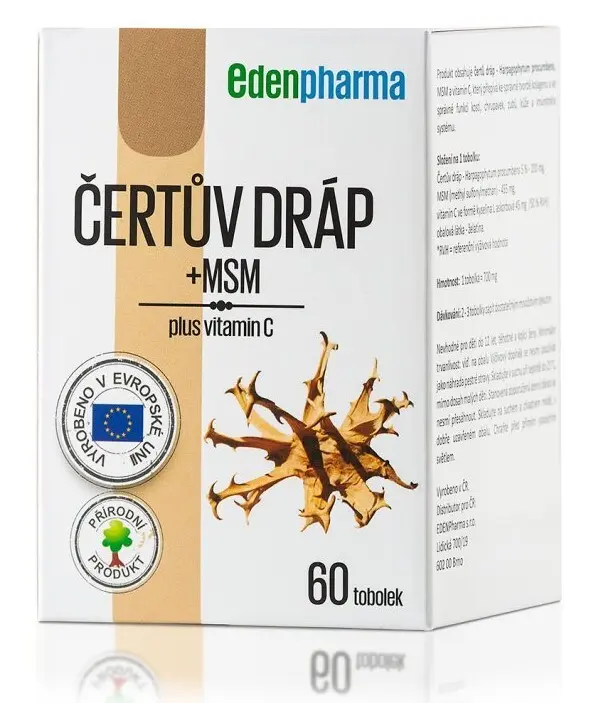EDENPHARMA Čertův dráp + MSM plus vitamín C 60 kapslí