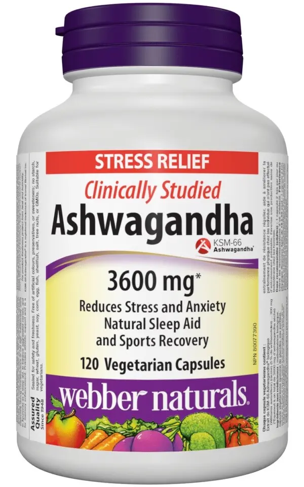 Webber Naturals Ashwagandha 3600 mg 120 kapslí