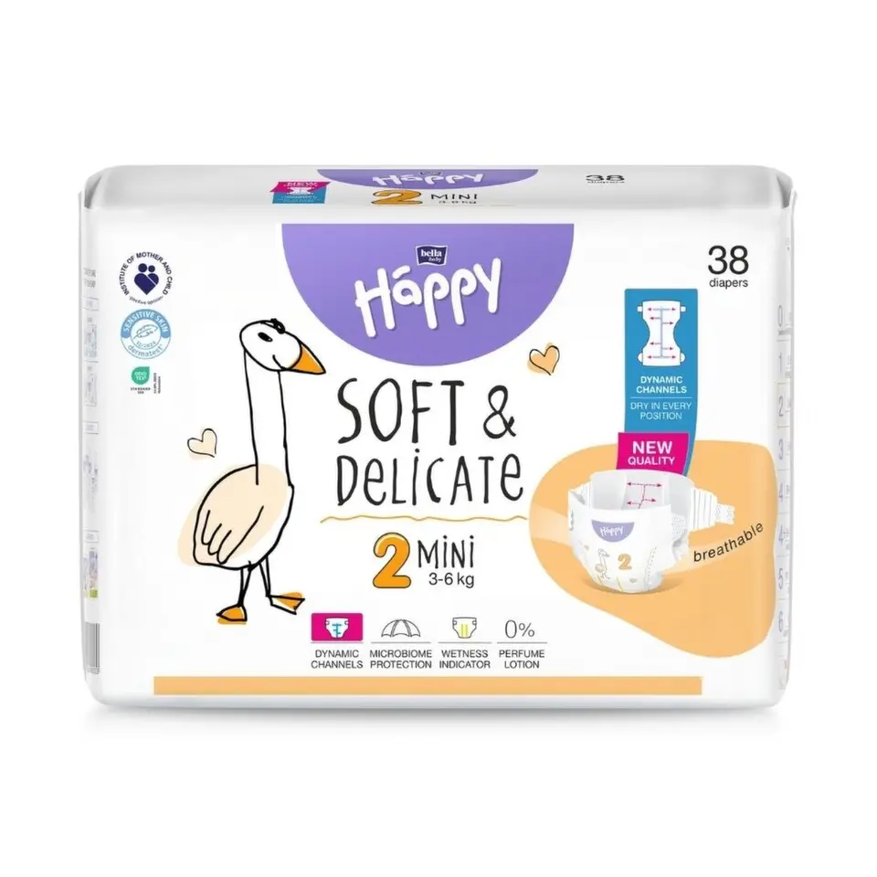 Happy Soft&Delicate 2 dětské pleny 3-6kg 38ks