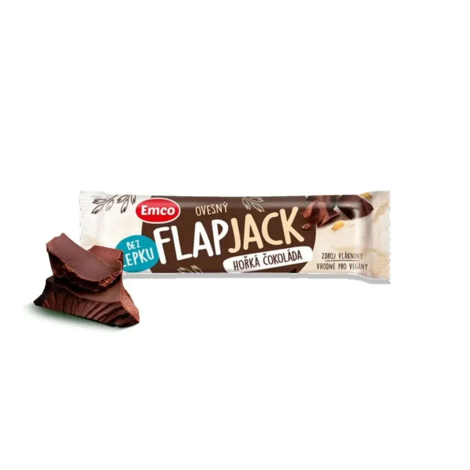 Emco Flapjack - ovesná tyčinka - hořká čokoláda, 45 g