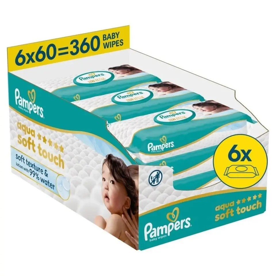 Pampers Aqua Soft Touch dětské čisticí ubrousky 360 ks
