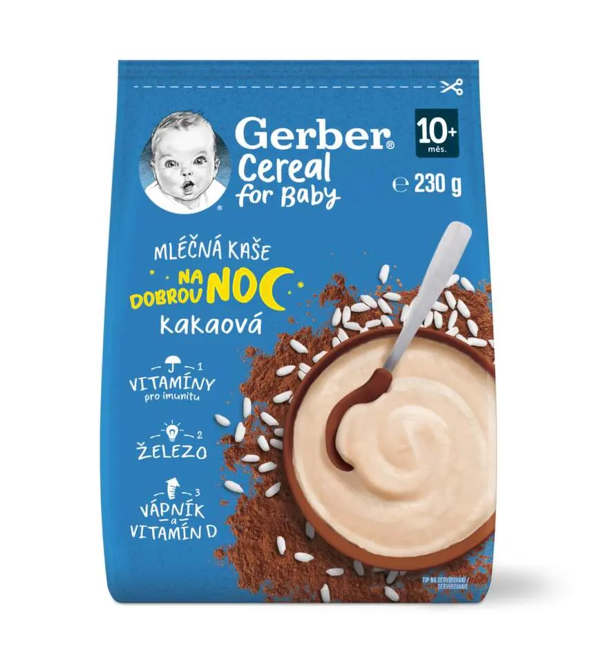 Gerber Cereal mléčná kaše kakaová Dobrou noc 230 g