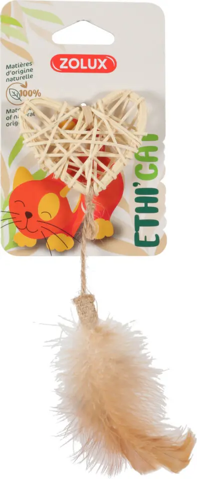 Hračka kočka Ethicat Rattan srdce Zolux