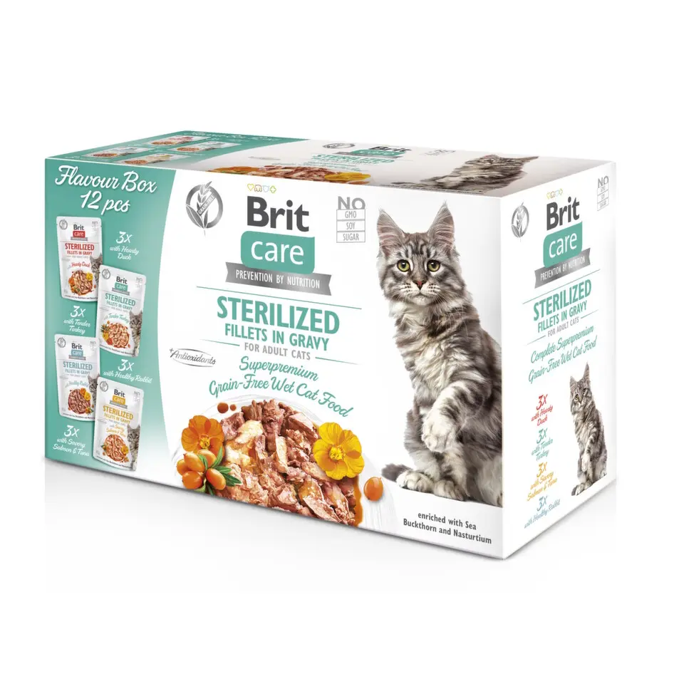 Brit Care Cat Fillets in Gravy Sterilized Flavour Box 1020 g
