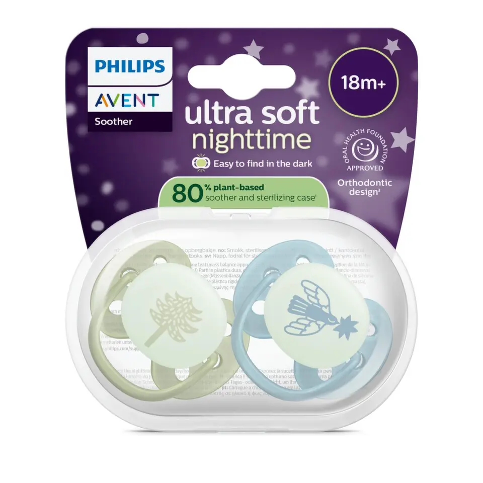 Philips AVENT Ultrasoft dudlík 18+m zel/m.noč.2ks