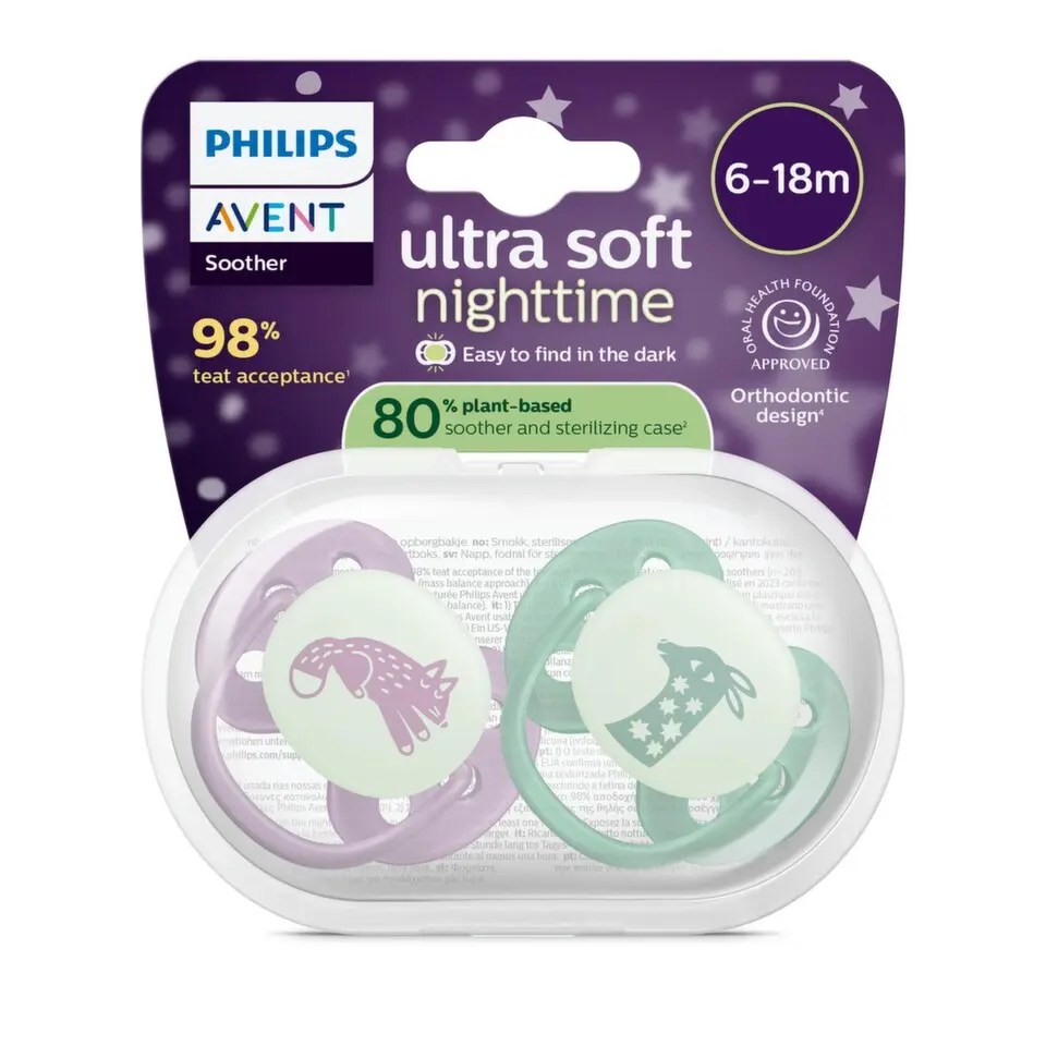 Philips AVENT Ultrasoft dudlík6-18m fl/zl.noč.2ks