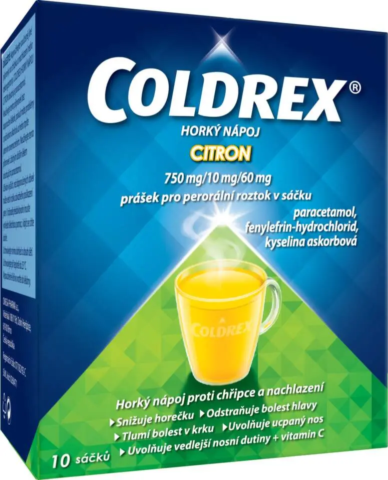 COLDREX HORKÝ NÁPOJ CITRON 750MG/10MG/60MG POR PLV SOL SCC 10 II