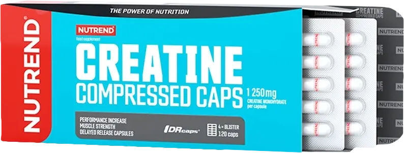 NUTREND Creatine Compressed Caps, 120 kapslí