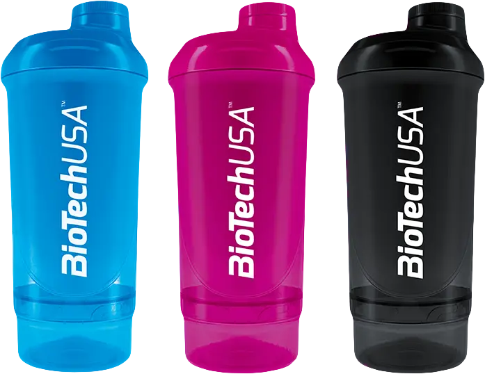 BioTech USA Šejkr Wave+ Compact 500 ml + 150 ml průhledná