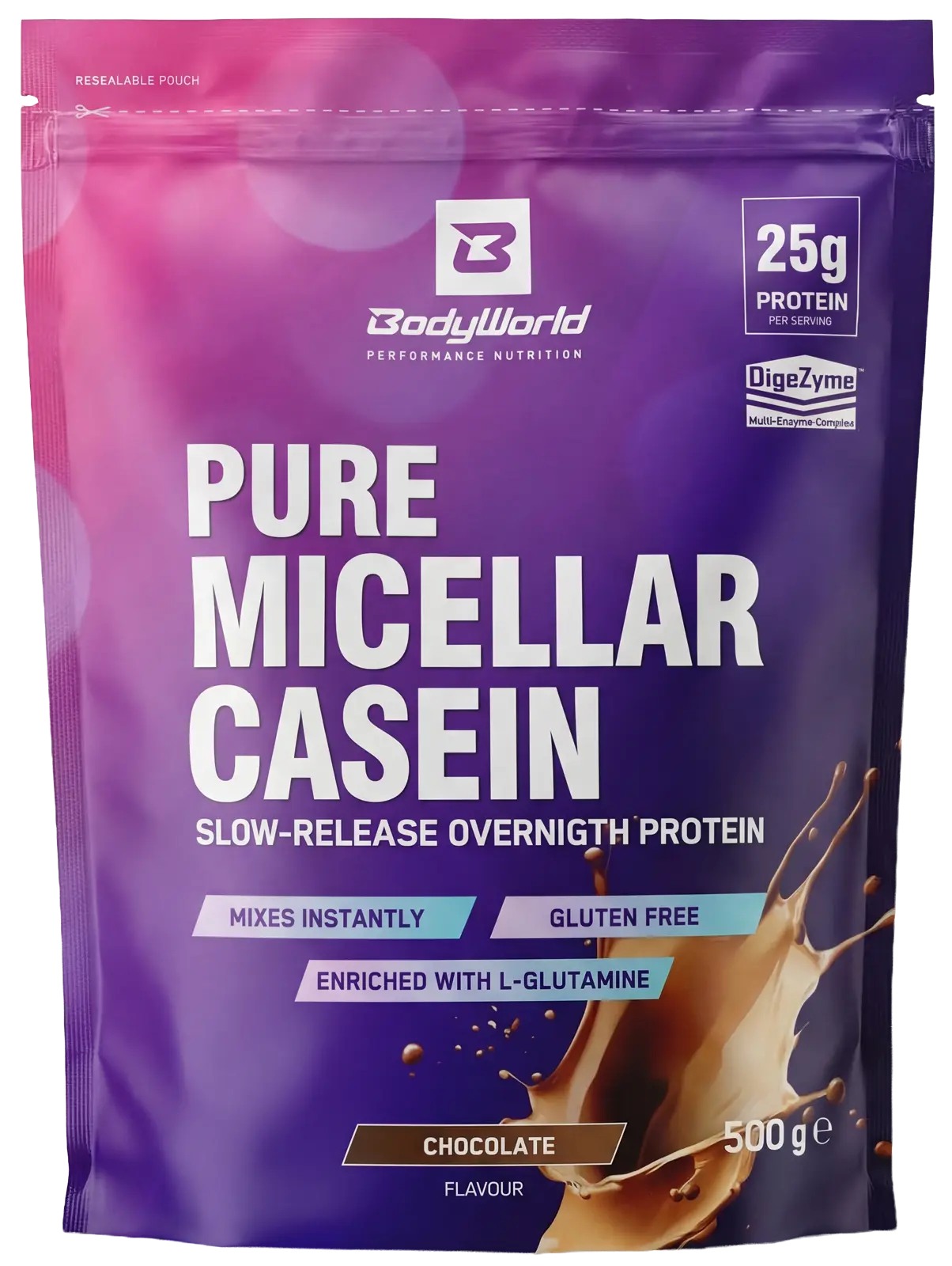BodyWorld Pure Micellar Casein 500 g čokoláda