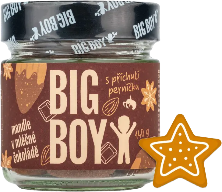 Big Boy Mandle v mléčné čokoládě s perníkovým kořením 140 g mandle v mléčné čokoládě s perníkovým kořením