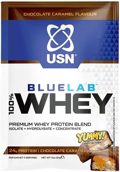 USN BlueLab 100% Whey 34 g čokoláda-karamel