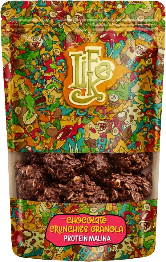 LifeLike Chocolate Crunchies Granola Protein Malina 250 g čokoládové křupky-malinové