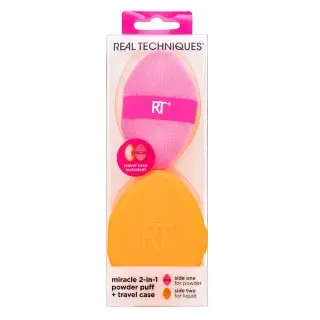 Real Techniques Miracle 2-in-1 Powder Puff + Travel Case houbička na make-up