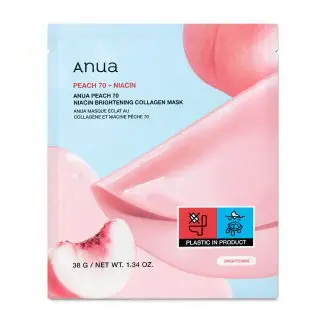 Anua Peach 70 + Niacin plátýnková maska Brightening Collagen Mask 4 x 38 g