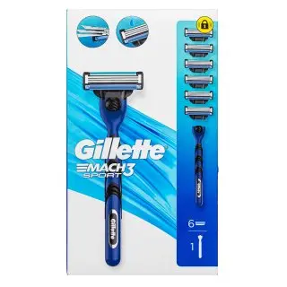 Gillette Mach3 Sport holicí strojek + náhradní hlavice Razor + Spare Heads 6 pcs