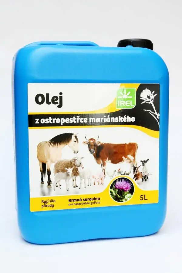 Ostropestřec olej pro koně 5l (Ostropestřcový panenský za studena lisovaný olej)