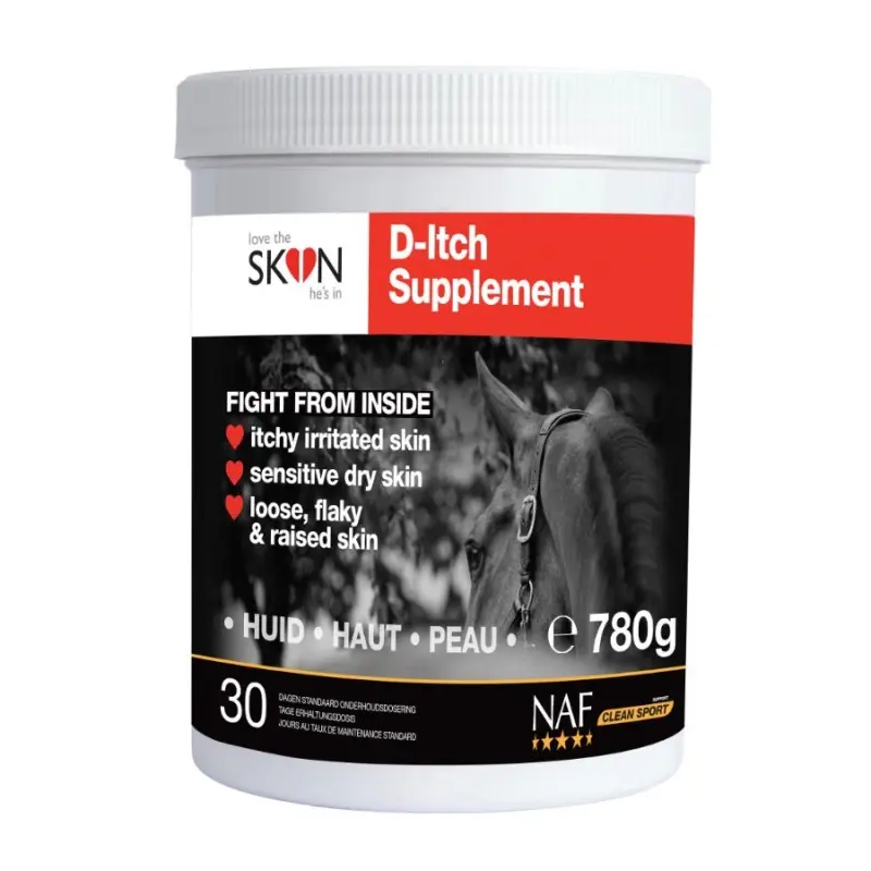 NAF D-Itch krmný doplněk pro muchaře (NAF D-Itch Supplement účinný krmný doplněk proti podrážděné pokožce nejen pro muchaře, balení 780g)