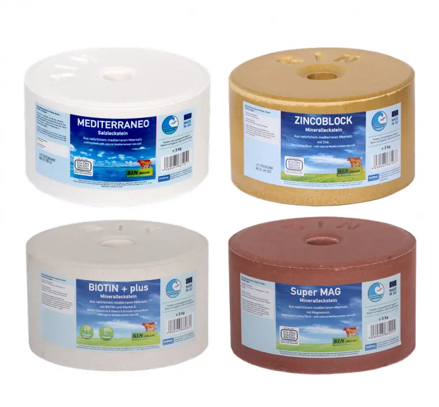 Solný bar - zvýhodněný set obsahuje: 3kg BIOTIN+, 3kg ZINKOBLOK, 3kg SUPERMAG, 3kg MEDITERRANEO