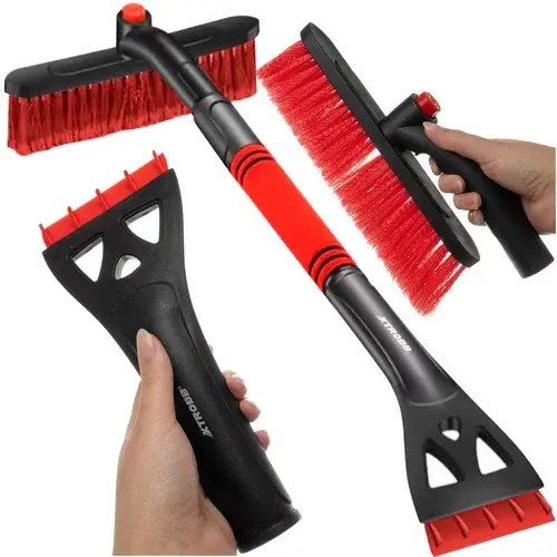 Teleskopická škrabka na okna s kartáčem na sníh