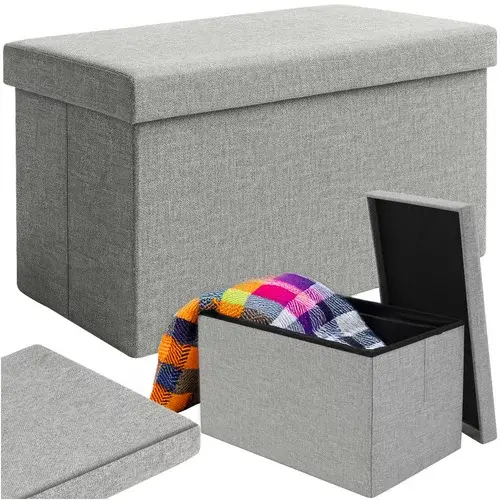 Látkový skládací úložný taburet 60 × 30 × 30 cm – šedý