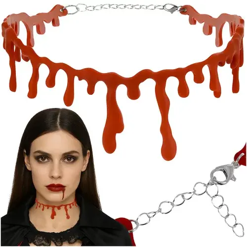Krvavý halloweenský náhrdelník s motivem kapající krve