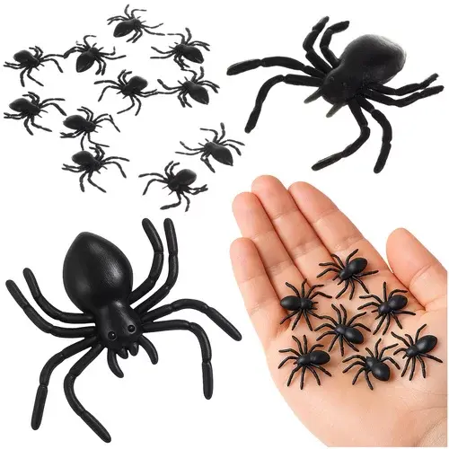 Plastoví pavouci – Halloweenská dekorace, 10 kusů