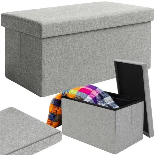 Skládací látkový úložný taburet 76 × 38 × 38 cm – šedý