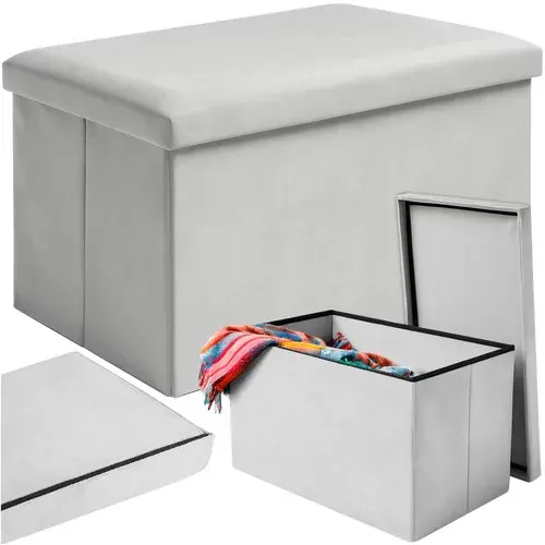 Skládací úložný taburet 60 × 30 × 30 cm – šedý samet