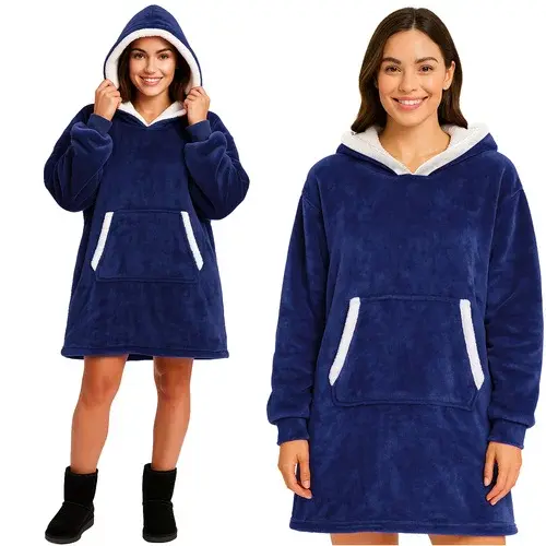 Velká oversize mikina – tmavě modrá deka
