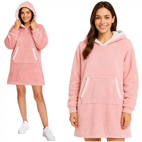 Velká oversize mikina – růžová deka