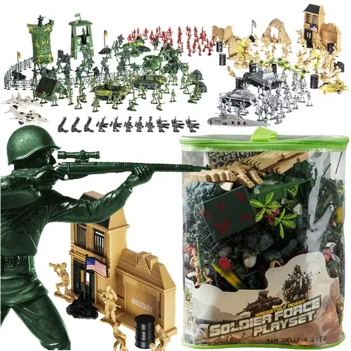 Vojenská základna – armádní figurky, tank, zbraně