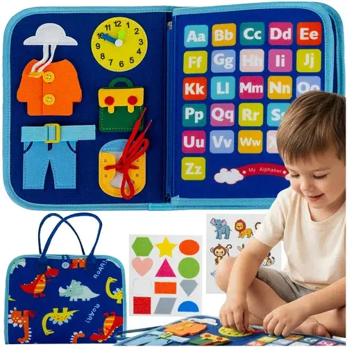 Vzdělávací senzorická kniha Montessori - modrá