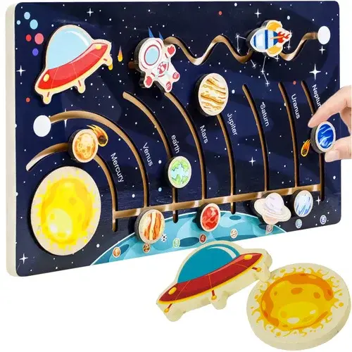 Dřevěné Montessori puzzle - vesmír