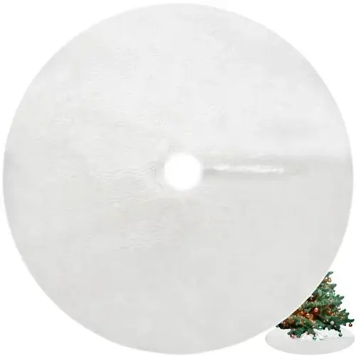 Podložka pod vánoční stromek – 150 cm, bílá kožešina