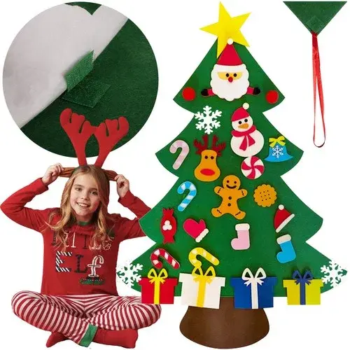 DIY plstěný vánoční stromeček na zeď - 90 cm