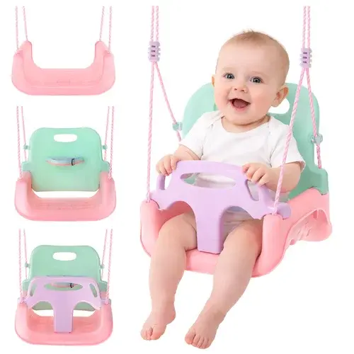 Dětská barevná houpačka 3 v 1 - do 30 kg - růžovozelená