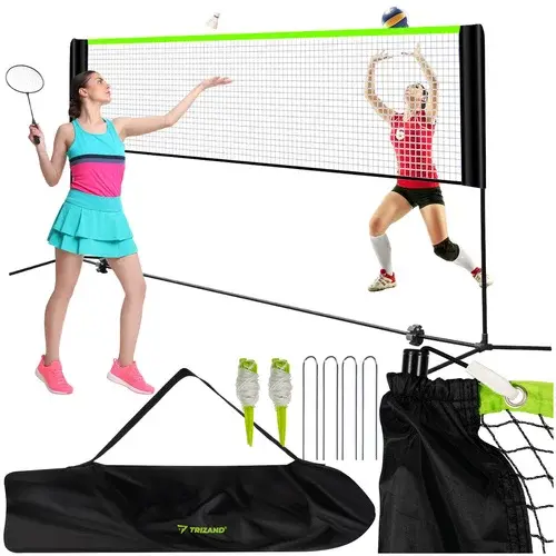 Síť na volejbal, badminton a tenis – mobilní a nastavitelná