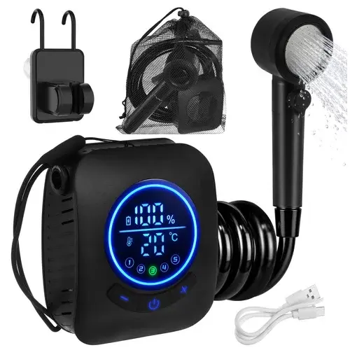 Kempingová sprcha s LCD a pumpou 8000 mAh – dobíjecí