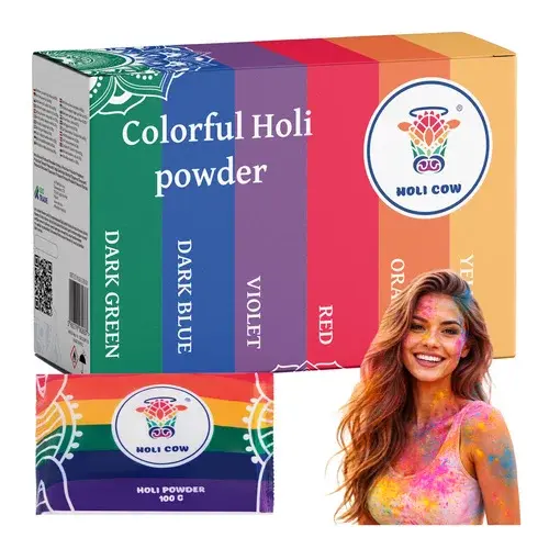 Sada barevných prášků Holi Powder 6×100 g