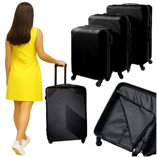 Sada 3 cestovních kufrů na kolečkách 39 l, 70 l, 99 l – Černá