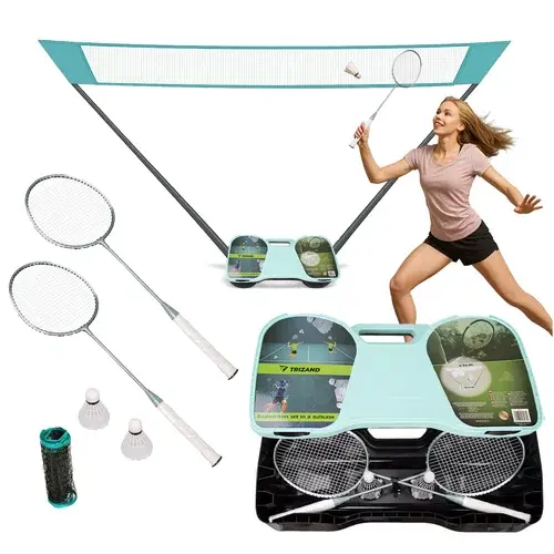 Badmintonová sada 4v1 – síť, 2 rakety, míčky, kufr