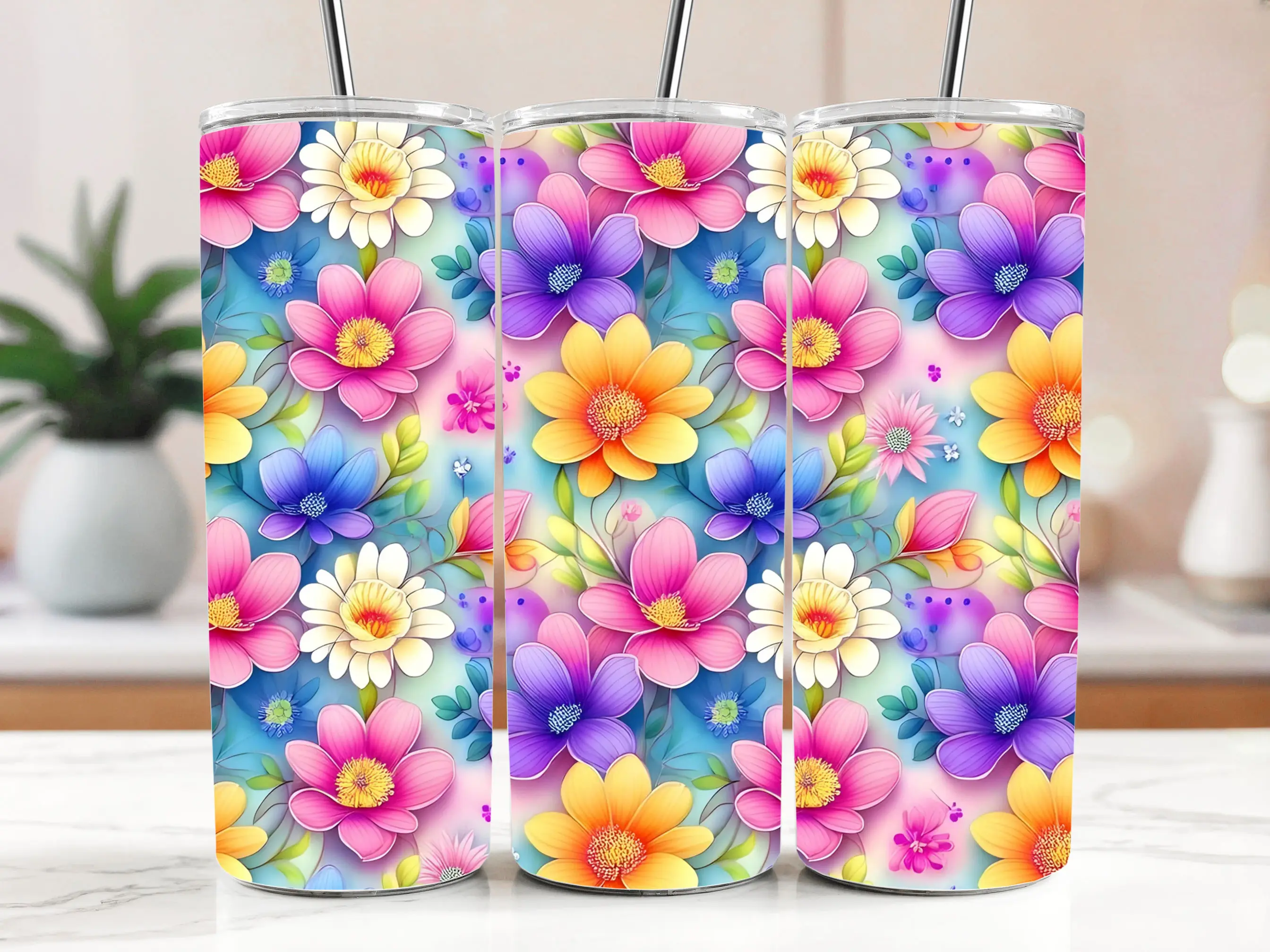 Cestovní termokelímek s brčkem 590 ml – Pestrobarevná jarní louka 10
