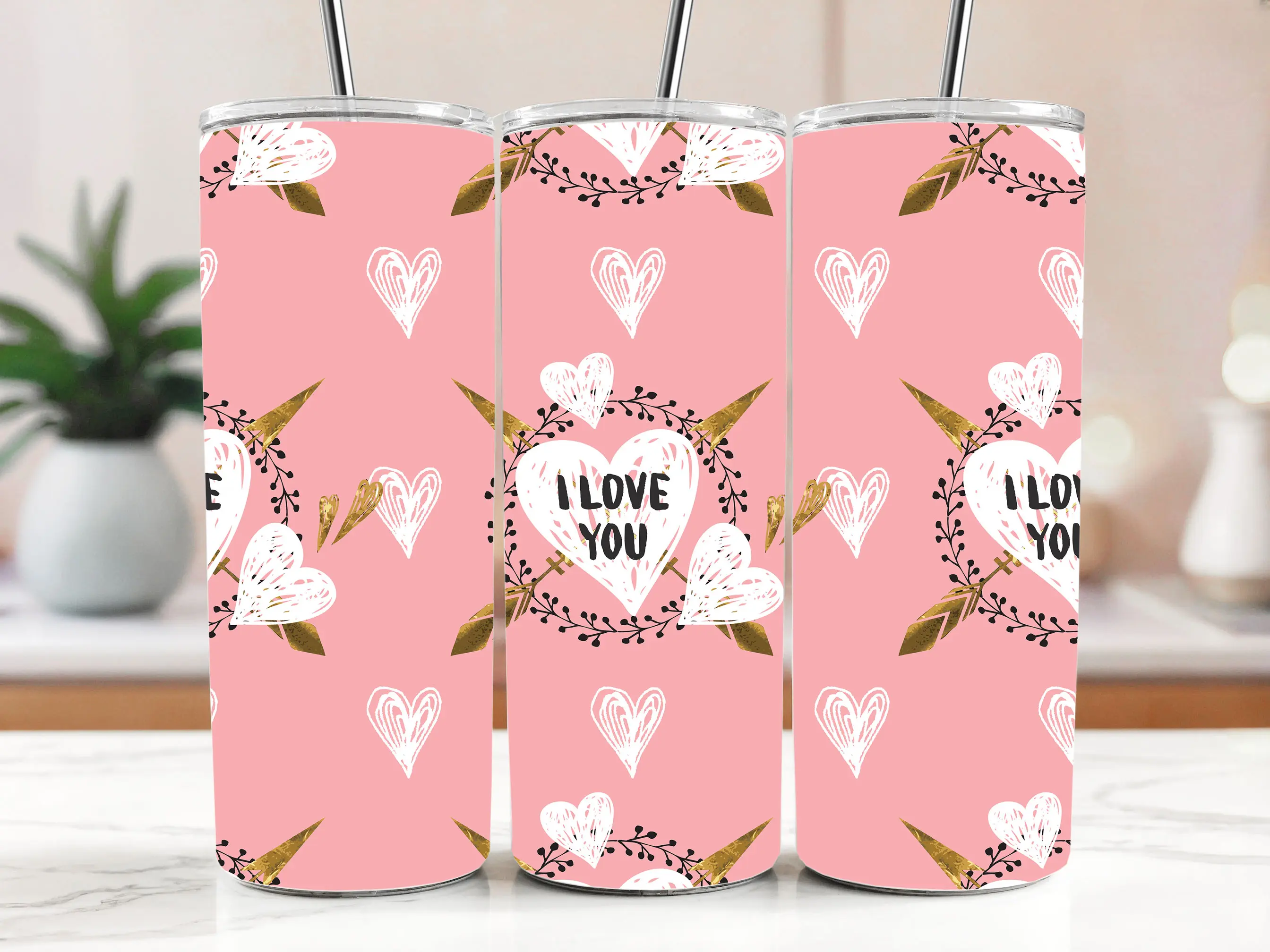 Cestovní termokelímek s brčkem 590 ml – I Love You 33